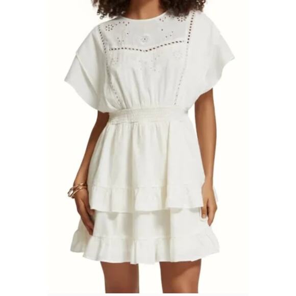 Scotch & Soda Broderie Anglaise Mini Dress Medium NEW - Picture 1 of 16